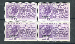 TRIESTE A 1954 DENUNCIA REDDITO QUARTINA ** MNH - Ongebruikt