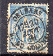 Type Sage  N° 90--15c Bleu-- Cachet  ORLEANS  --Loiret  ...   Daté Du  20  AOUT  91 - Gebruikt