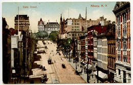 United States 1907 Postcard Albany, New York - State Street; Boston & Albany RPO Postmark - Albany