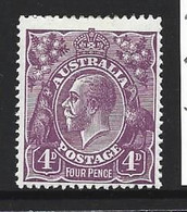 Australia 1918 - 1923 4d Violet KGV Definitive Fine Mint , Small Clean HR - Nuevos