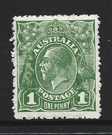 Australia 1924 1d Green KGV Definitive Fresh Mint , HR , Typical Rough Perfs - Mint Stamps