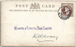 QV Postal Card 1895 With Cahirciveen  To Killarney - Préphilatélie