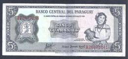 Paraguay – Billete Banknote De 5 Guaraníes – Ley De 1952 – Serie A – Año 1963 - Paraguay
