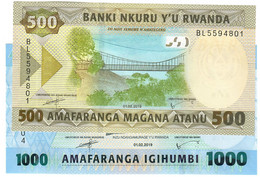 SET Rwanda 500 & 1000 Francs 2019 UNC - Ruanda