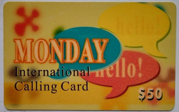 Hongkong Prepaid $50 "   Monday  " - Hong Kong