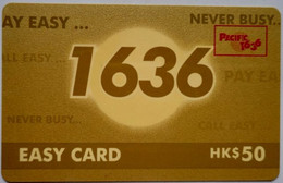 Hongkong $50 " Never Busy ... Easy Card - 1636 ( With Pacific 1636 Overprint ) " - Hong Kong