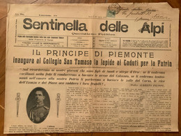 CUNEO - SENTINELLA DELLE ALPI -  27/4/1926 - IL PRINCIPE DI PIEMONTE  AL COLLEGIUO S.TOMASO INAUGURA LA LAPIDE AI CADUTI - Erstauflagen