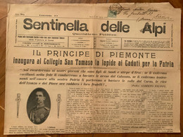 CUNEO - SENTINELLA DELLE ALPI -  27/4/1926 - IL PRINCIPE DI PIEMONTE  AL COLLEGIUO S.TOMASO INAUGURA LA LAPIDE AI CADUTI - Prime Edizioni