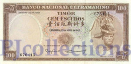 TIMOR 100 ESCUDOS 1963 PICK 28a AUNC W/OXIDE SPOT - Timor
