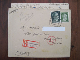 Allemagne France 1943 Eberswalde LAGER Cover Reich STO Dt Reich Registered Reco Einschreiben - Guerra De 1939-45