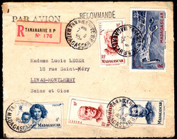 Madagascar -141-FRONT COVER OF ENVELOPE , With Issued By 1946, Registered Mail, By Air - Quality In Your Opinion. - Impuestos