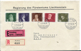 LIECHTENSTEIN 109 / Ausgabe 6.4.48, Komplett Auf FDC-Eilboten Nach Bern/Schweiz (Flugpioniere) - Cartas & Documentos