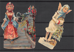 P-23-TON-305 : POCHETTE  FORMAT 11 CM X 15 5 CM. DECOUPI. 1 JEUNE FILLE ESCALIER ET 1 ANGE - Anges