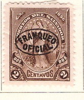 PIA - EL SALVADOR   : 1896-97 : Francobollo Di Servizio Con Sovrastampa FRANQUEO OFICIAL - (Yv Servizio 41) - El Salvador