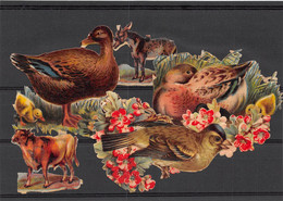 P-23-TON-315 : POCHETTE  FORMAT 11 CM X 15.5 CM. DECOUPIS. FLEURS. CANARDS. VACHE. ANE - Animaux