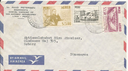Peru Air Mail Cover Sent To Denmark Topic Stamps - Perù