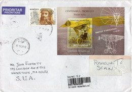 ROMANIA: Big Cover Returned From U. S. A. - Registered Shipping! - Storia Postale