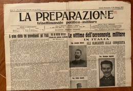 GIORNALE LA PREPARAZIONE Del 29-30/10/1910 - LE VITTIME DELL'AEREONAVIGAZIONE MILITARE ...RARE PUBBLICITA' D'EPOCA - Premières éditions