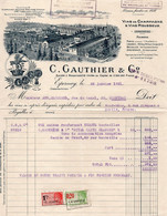 1931:Factuur Van/Facture De ##C. GAUTHIER & C°, Château Des Archers, Épernay ## Aan/à ##Mr. Le Dr. Masureel, Courtrai ## - Levensmiddelen