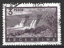 ARGENTINE. N°548A Oblitéré De 1954-9. Barrage El Nihuil. - Water