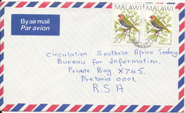Malawi Air Mail Cover Sent To South Africa BIRD Stamps - Malawi (1964-...)