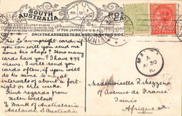 Ac6721 -  SOUTH AUSTRALIA - Postal History - POSTCARD To TUNIS Via MALTA!  1910 - Cartas & Documentos