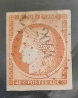 A - FRANCE - 1850 - "Cérès - 40c Orange - N° 5 - Signé (cote 500.00) - - Used Stamps