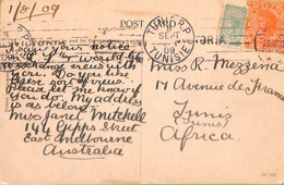 Ac6725 -  AUSTRALIA Victoria  - Postal History - POSTCARD To TUNIS !  1910 - Brieven En Documenten