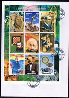 Guinea 1998, 20th Century, Picasso, Car, Chess, Marconi, Rotary, Scout, Einstein, Moto, BF In FDC - Guinea (1958-...)