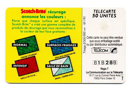 Télécarte "Scotch-Brite" - 2 Variétés "3 Chiffres Gras Dans Numérotation + Trait à Gauche Cartouche FRANCE TELECOM" - 1992