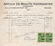 1930: Factuur Van ## Arthur De Bois-De Keersgieter, Kleermaker, Ste. Catharinestraat, 69, Brugge ## Aan ## Mr. Lambrecht - Vestiario & Tessile