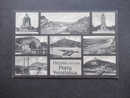 Deutsches Reich 1928 Mehrbild AK Gruss Von Der Porta Westfalica Mit Kaiser Wilhelm Denkmal / Weserbrücke Usw. - Porta Westfalica