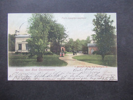 Deutsches Reich 1899 AK Gruss Aus Bad Oeynhausen Park Hauptpromenade Stempel Oeynhausen (Bad) Nach Gräfrath - Bad Oeynhausen