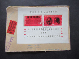 DDR 1966 / 68 Block 25 EF Reichskonferenz Spartakusgruppe Eilsendung Expres Rittersgrün - Berlin / Bahnpost Stp.Zug 1073 - Storia Postale