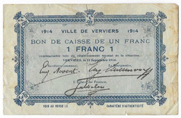 Noodgeld 1 Franc Verviers - 1-2 Francs