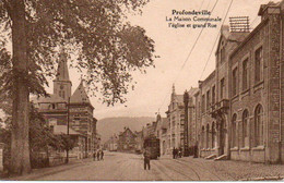 Profondeville La Maison Communale L'église Et Gran'rue Animée Voyagé En 1934 - Profondeville