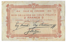 Noodgeld 2 Francs Verviers - 1-2 Francs