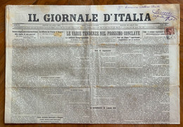 IL GIORNALE D'ITALIA Del 26/7/1903 ..LE VARIE TENDENZE PER IL PROSSIMO  CONCLAVE.. RARE PUBBLICITA' D'EPOCA - First Editions