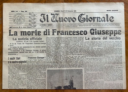 IL NUOVO GIORNALE Del 23/11/1916 : LA MORTE DI FRANCESCO GIUSEPPE .... RARE PUBBLICITA' D'EPOCA - Erstauflagen