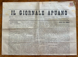 CARRARA - IL GIORNALE APUANO Del 20/1/1912 CRONACHE LOCALI   ....CON RARE INSERZIONI PUBBLICITARIE -INVIATO POER POSTA - Premières éditions