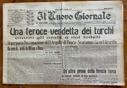 GUERRA ITALO-TURCA - IL NUOVO GIORNALE Del (/1/1912 : FEROCE VENDETTA DEI TURCHI....E RARE INSERZIONI PUBBLICITARIE ... - Erstauflagen