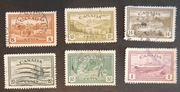 CANADA YT 219/224 OBLITÉRÉS "COMMEMORATION DU RETOUR A L ECONOMIE DE PAIX" ANNÉE 1946 - Usados