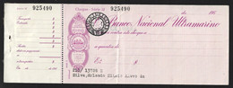 1962 Banco Nacional Ultramarino De Coimbra Check. Embossed $10 Check Stamp. Caravel. China, India, Timor And Africa. AF - Cheques & Traveler's Cheques