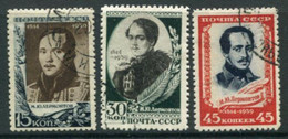 SOVIET UNION 1939 Lermontov Birth Anniversary Used.  Michel 726-28 - Oblitérés