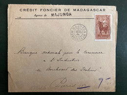 LETTRE CREDIT FONCIER TP CAVALIER 50c OBL.22 SEPT 34 MAJUNGA - Covers & Documents