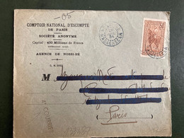 LETTRE COMPTOIR NATIONAL D'ESCOMPTE TP CAVALIER 50c OBL. BLEUR 25 JUIL 34 NOSSI-BE - Covers & Documents