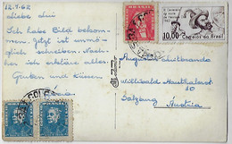 Brazil 1962 Postcard Caxambu Publisher Colombo Nº 2 Salzburg Austria stamp 3rd Death Centenary Henrique Dias +definitive - Cartas & Documentos