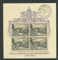 VATICANO 1952 BF CENTENARIO USATO - Blocs & Hojas