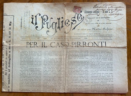 CERIGNOLA - IL PUGLIESE Del 14/10/1900 ..IL CASO PIRRONTI.. Da MARGHERITA DI SAVOIA *(FOGGIA)*  CON PUBBLICITA' RARA - Primeras Ediciones