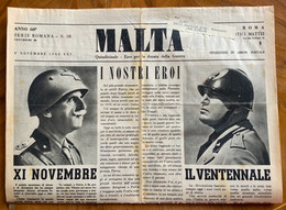 FASCISMO - MALTA Quindicinale  DEL 1/11/1942  ESCE PER LA DURATA DELLA GUERRA  - CARICATURA DI CONSIGLI... - Prime Edizioni